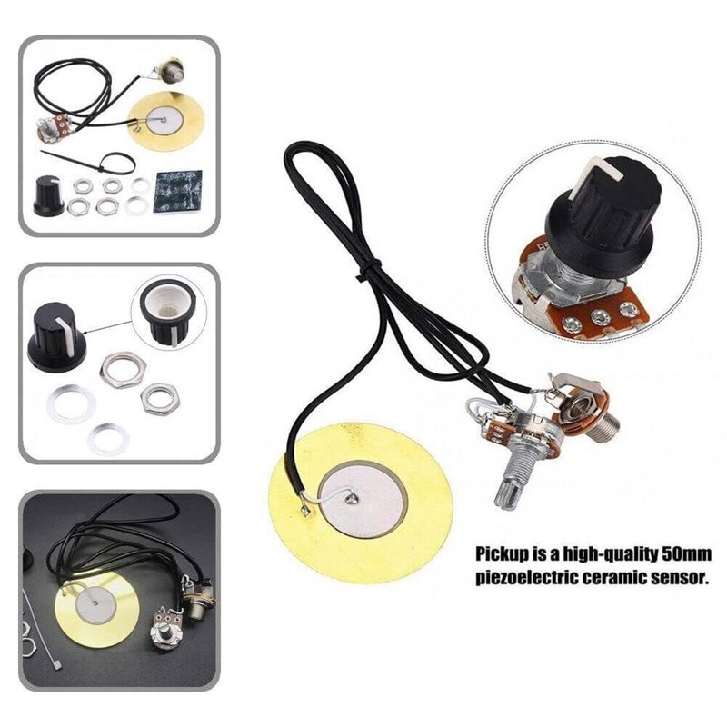 12 Packs 50MM Guitar Pickup Piezo Transducer Prewired Amplifier With