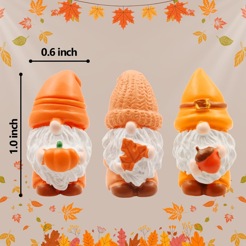 Fall Gnomes Hinge Heads Decorative Topper Set of 3 -