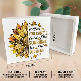 Therapy Office Desk Wooden Box Sign Decor, Mental Health Sunflower Wood Box Sign Decorations for School Psychologist Therapy Office, Gifts for Therapist Psychologist School Counselor, Be The Sunshine