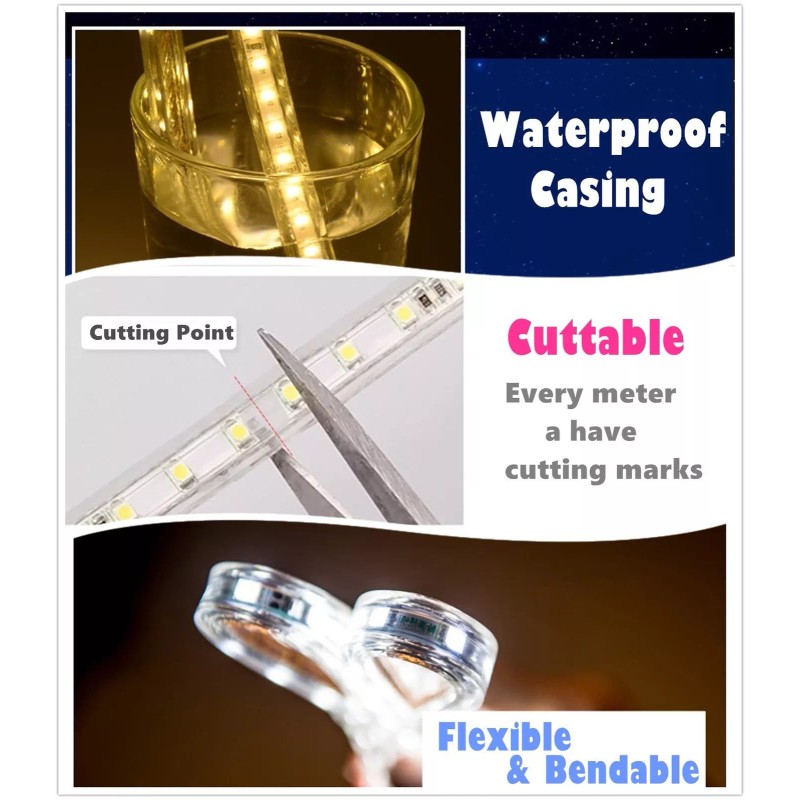 IEKOV RGB LED Strip Light, AC 110-120V Flexible/Water