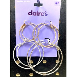 Claire’s Girls 4 Pairs of Medium Sized Gold/Silver Hoop Earrings