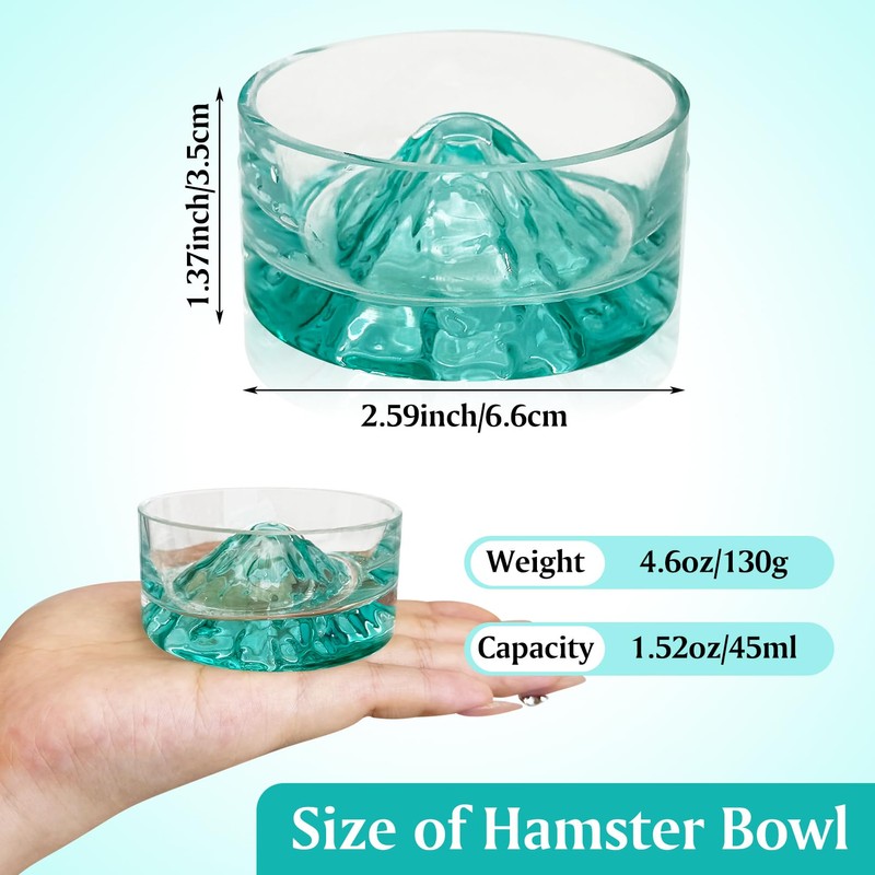 BNOSDM Hamster Food and Water Bowl Mountain Fuji Style Glass