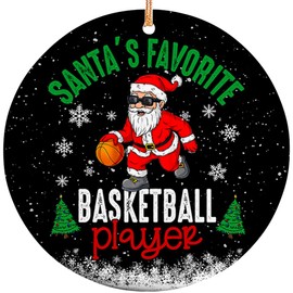 Sportyzen 2024 Christmas Ornament - Santa's Favorite Basketball Player Ceramic Ornament, Tree Decor Gifts for Basketball Player, Gift-Ready Keepsake for Basketball Enthusiasts, Family, Friends