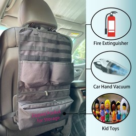 Dasiyoki Vehicle Backseat Organizer Car Vacuum and Accessories Storage Short Car Fire Extinguisher Holder Multi Pockets Seat Back Organizer Universal Fits Jeep F150 Truck Pickup SUV Car