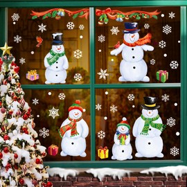 Christmas Windows Stickers Large Size | Double-Side Snowman Snowflake Reusable Window Stickers Christmas Window Stickers for Glass Windows Xmas Window Clings for Christmas Decorations