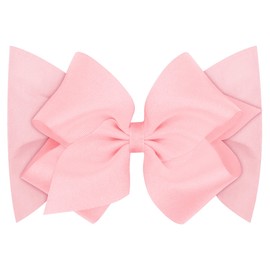 Wee Ones Baby Girls' Grosgrain Bow on Matching Cotton Jersey Headband, Handmade, Infant 6-24 Months, Light Pink