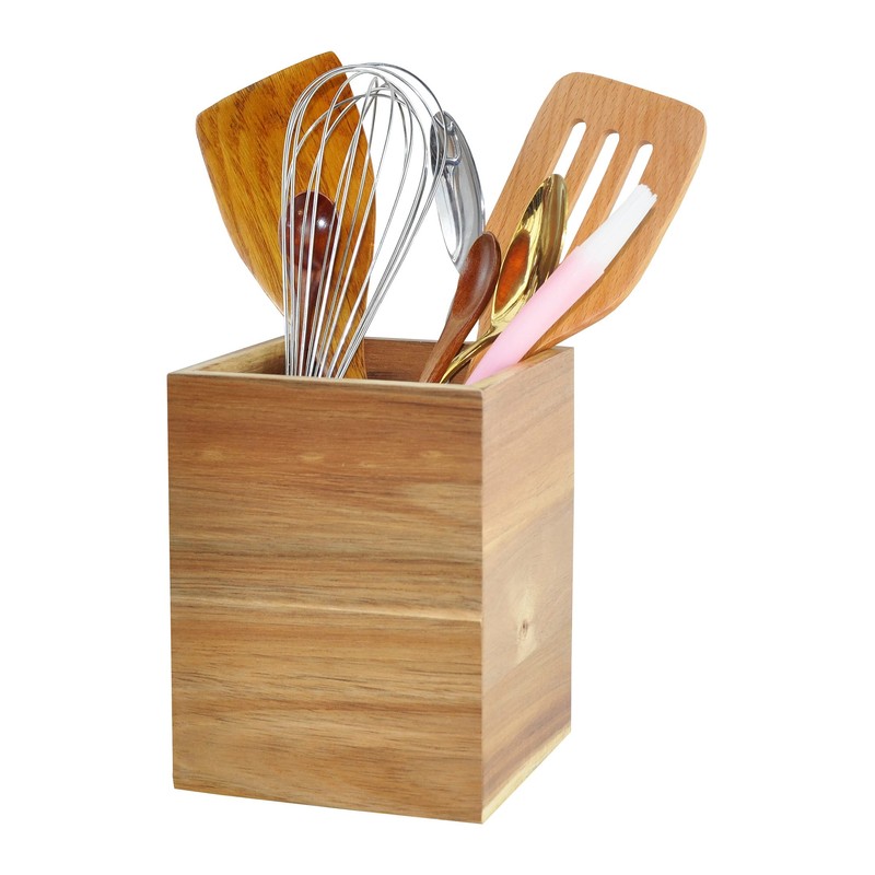 Spiretro Acacia Wood Kitchen Utensil Holder & Organizer – Countertop