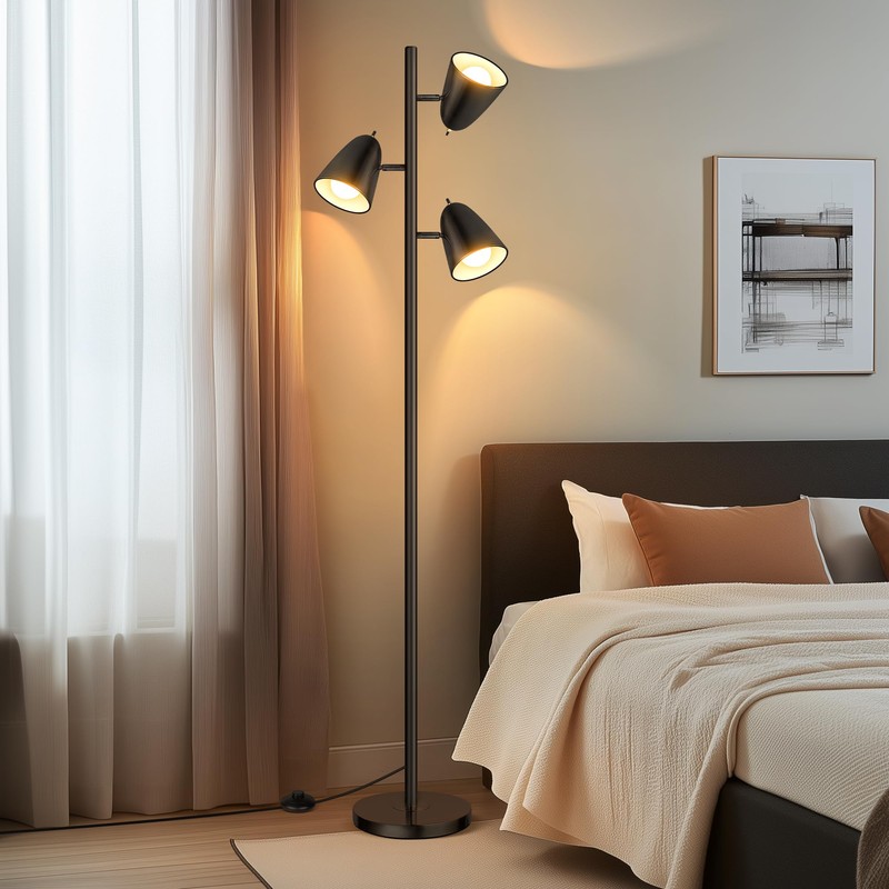 QiMH Tree Floor Lamp with 3 Light Bulbs, Standing Tall