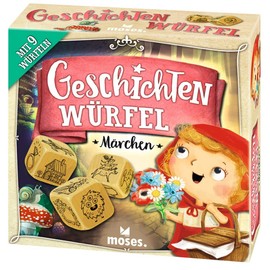 moses 90147 Fairy Tale Story, 9 Fairytale Narrative, Creative Extra Large Wooden Dice, Children's Game for 1-6 Players from 6 Years