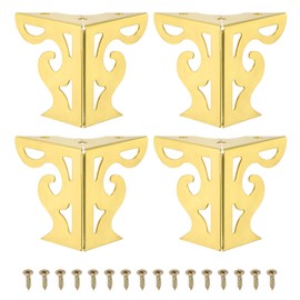 PATIKIL 3 Inch Hollow Out Furniture Legs, Set of 4 Modern Metal Triangle Couch Feet Replacement Sofa Legs for Cabinet Dresser Cupboard Table Chair Ottoman Bookcase Wardrobe, Gold