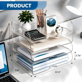 4-Tier Horizontal Acrylic Paper Organizer for A4/Letter Documents