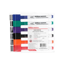 Office Depot Marcadores para Pizarrón Blanco | Punta Bala | 6 Piezas | Colores Variados