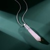 QINJIEJIE Collar de cuarzo rosa con piedras hexagonales reales y