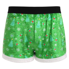 ABAFIP Men Funny Christmas Boxers Velvet Xmas Boxer Shorts Flannel Santa Claus Xmas Holiday Underpants Green Medium