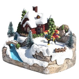 Christmas Village Houses, LED Lighted Musical Christmas Snow Village for Christmases Gift, Christmas Houses Village Animated Christmas Decorations Christmas Collectible Buildings for Home Decor