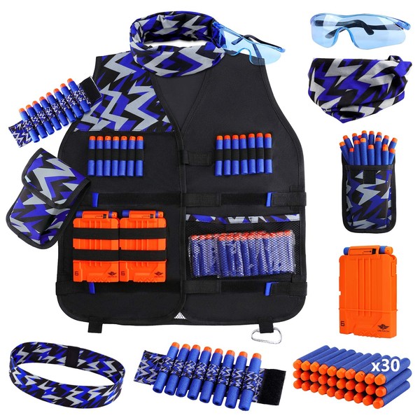 Tactical Vest Jacket Set for Nerf Guns N-Strike Elite Series Tactical Vest Kit Nerf Accessory Set for Children Boys Girls, black