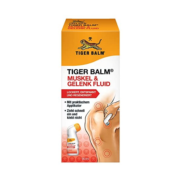 Tiger Balm Muskel & Gelenk Fluid â Pflegende Einreibung, lockert, entspannt und regeneriert â inkl. Applikator mit 90 ml