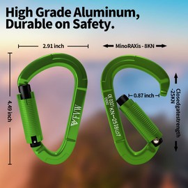 FVW 5 Pack Heavy Duty Climbing Carabiners,25KN UIAA Certified Auto Locking Rock Climbing Carabiners Clips for Hammocks, Swing, Locking Dog Leash and Harness, Camping, Hiking & Utility (Green)