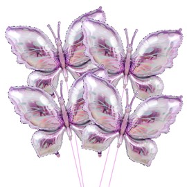GOTPASS Purple Butterfly Balloons 4 Pcs Butterfly Foil Balloons Butterfly Themed Birthday Party Supplies Birthday Baby Shower Wedding Party Decoration