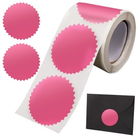 CRASPIRE 250Pcs Envelope Seals Stickers Blank Stickers Pink Certificate Award Seals Stickers Metallic Stickers with Serrated Edge 2" Round Labels Foil Stickers for Package Wedding Envelope Graduation