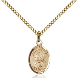 Bonyak Jewelry Saint Medal Collection Gold Filled St. Gianna Pendant 1/2 x 1/4 inches with Gold Filled Lite Curb Chain