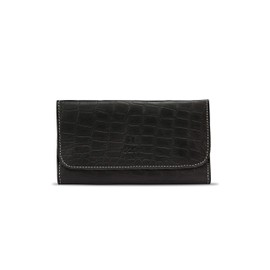 Genuine Croc Leather Premium Quality Rolling Bacci Pouch (Black)