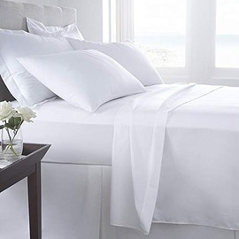 Hachette] KING SIZE WHITE 100% EGYPTIAN COTTON FITTED SHEET IN 200 THREAD COUNT 200TC PLAIN