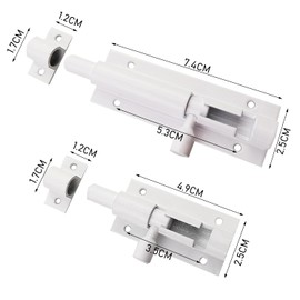 2 Latches Made of White Aluminium (2 inches and 3 inches), White Aluminium Latch Set, Aluminium Latches, Bedroom and Interior Doors, Latches and Small Latches
