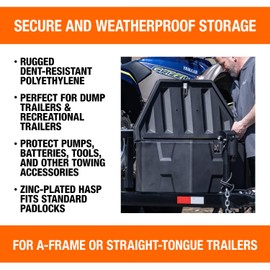 Buyers Products 1701680 Black Poly Trailer Tongue Truck Tool Cargo Storage Box,18 x 19 x 36 Inch, Made In The USA, Trailer Tongue Box For Storage And Organization, Trailer Storage Box
