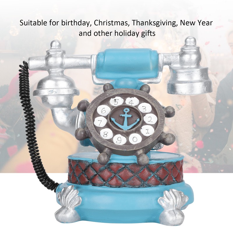 Antique Telephone Ornaments Retro Phone Shape Piggy Bank Home Resin