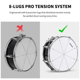 Seteol Snare Drum Set, 14" x 5.5" Marching Snare Drum with Stand & Storage Padded Bag + Silent Mute Pad + Drums Sticks + Drumstick Holder + Drums Key + Damper Gels for Adults Kids Beginners (Black)