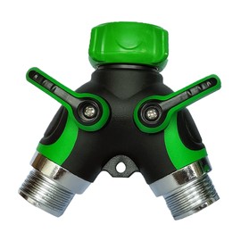 Y Hose Splitter 2 Way, 3/4” Garden Hose Connector with Comfortable Rubberized Grip for Outdoor Faucet, Sprinkler & Drip Irrigation Systems (LiG65)