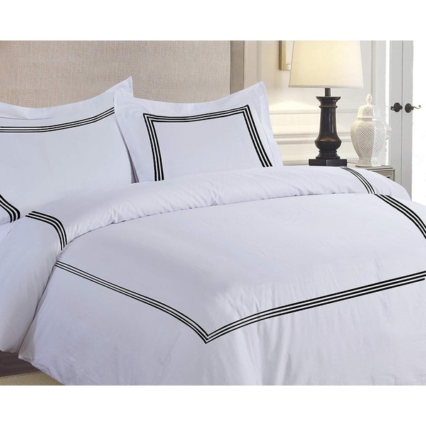 Divine Bedding : 3 Line Embroidered Duvet Cover with Zipper