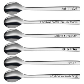 WMF Nuova Latte Macchiato Coffee Spoon with Engraving Stainless Steel 19 cm (One Spoon)