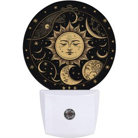 EMXION Vintage Boho Sun and Moon Night Light,Nightlight Plug into Wall LED Lamp Auto Sensor Dusk to Dawn for Bedrooms/Kitchens/Toilets/Corridors,Energy-Saving