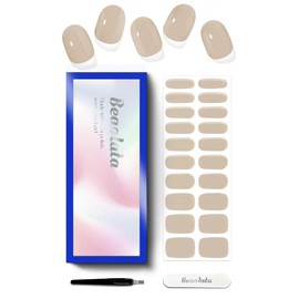 Beaolata Semi Cured Gel Nail Strips - UV Light Gel Nail Stickers - 20 Long Lasting Salon Quality Wraps (Almond Cream Nude)
