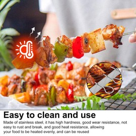 SHENGYIG 80 Pieces 15 cm Kebab Skewers Stainless Steel Barbecue Skewers Stainless Steel Roulade Skewers Multifunctional Meat Needle with Hole Ring for Vegetables, Meat Rolls and Grilling