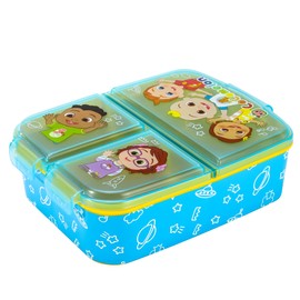 Zawadi Global Cocomelon Kids Childrens Multi Compartment Rectangular School Travel Lunch Food Box Sandwich Bento Container, BPA Free