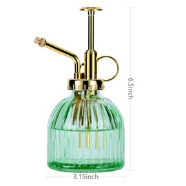 Aebor Aebor Glass Plant Mister Spray Bottle, 6.5" Green Glass Water Spray Bottle with Gold Top Pump Small Watering Can, Small Plant Sprayer Mister for Indoor Outdoor House Plant, Green+Gold (Green+Gold A)