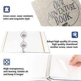 FunSponsor Self-Adhesive Page Photo Album, White, 11 x 12.9 in, 20 Sheets, Holds 3 x 5, 4 x 6, 6 x 8, 8 x 10 Photos