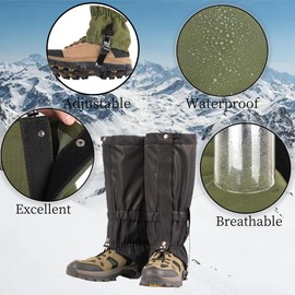 UNIQOCK Trail Adjustable Leg Gaiters,Snow Boot Guard Gators,Shoe Gaiters,Sandproof,Waterproof Hiking Gaiters for Hunting,Running,Snow, Mountain Climbing,Yard Work