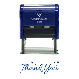 Thank You w/Stars Self Inking Rubber Stamp (Blue Ink) - Medium