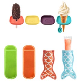 4PCS Popsicle Holders for Kids,Drip Free Popsicle Holder,Reusable No Drip Ice Pop HoldersHolders, Colorful Ice Lolly Holder Drip Catchers for Kids Party Summer Pool