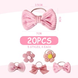 Pack of 20 girls' hair rings, cute girls' hair ropes, butterfly headbands, festive travel headwear.