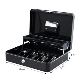 Key Lock Money Box With 5 Bill 5 Coin Cash Register Drawer Organizer Safe