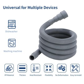 Anchira Drain Hose Extension 2.5 m, Washing Machine Hose Extension with Bracket Connector and Hose Clamps, Waste Water Hose, Washing Machine, Drain Hoses for Washing Machines, Dishwasher