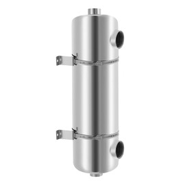Jiabailie 200KBTU Swimming Pool Heat Exchanger,Pool Heat Exchanger 304 Stainless Steel Shell 1"+1 1/2" FPT,Heat Transfer Area 4.8 Square feet for Swimming Pools,Hot Tubs,Solar