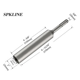 SPKLINE SDS-Plus Ground Rod Driver for 5/8 Inch and 3/4 Inch Ground Rods, 13/16" X 6-11/16"(20X170mm), 10mm Diameter Shank Fits Bosch Dewalt Milwaukee Hilti and Other SDS-Plus Rotary Hammer Drills