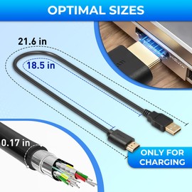 PIKTIME USB to HDMI Cable, USB 2.0 Male to HDMI Male Charger Cable Splitter Adapter - 0.5M/1.64ft