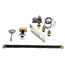 Dreffco Fire Pit Gas Burner Connection Kit- Complete with 1/2 inch Non-Whistle Flex Line, Matched Ball Valve, and Spark Ignition Kit Including Stainless Mounting Plate